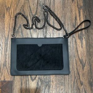 Laura Di Maggio Calfhair and Leather Crossbody/Clutch Convertible Black